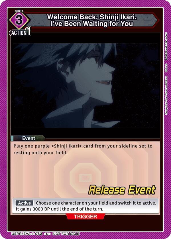 Welcome Back, Shinji Ikari. I've Been Waiting for You (UEPR/EVA-1-062) [UE15BT: Evangelion: New Theatrical Edition Release Event Cards]