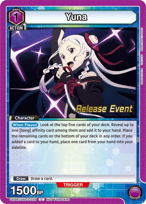 Yuna (029) (UEPR/SAO-2-029) [UEX06BT: Sword Art Online Vol.2 Release Event Cards]