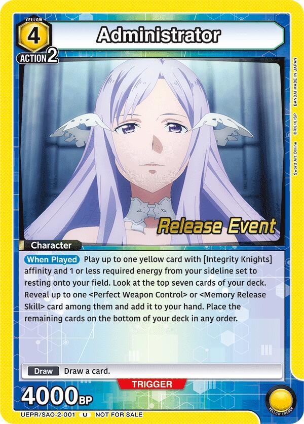 Administrator (UEPR/SAO-2-001) [UEX06BT: Sword Art Online Vol.2 Release Event Cards]