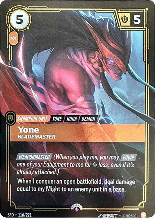 Yone - Blademaster (116/221) [Riftbound Organized Play Promotional Cards]