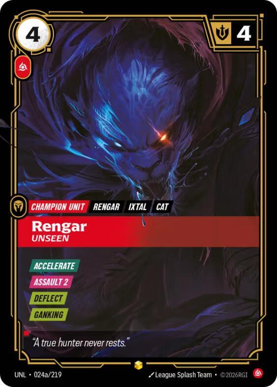 Rengar, Unseen (Alternate Art) (024a/219) [Unleashed]