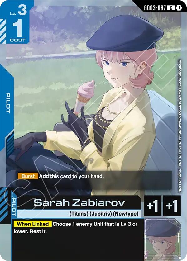 Sarah Zabiarov (Store Tournament Participant Pack 04) (GD03-087) [Gundam Promotional Cards]