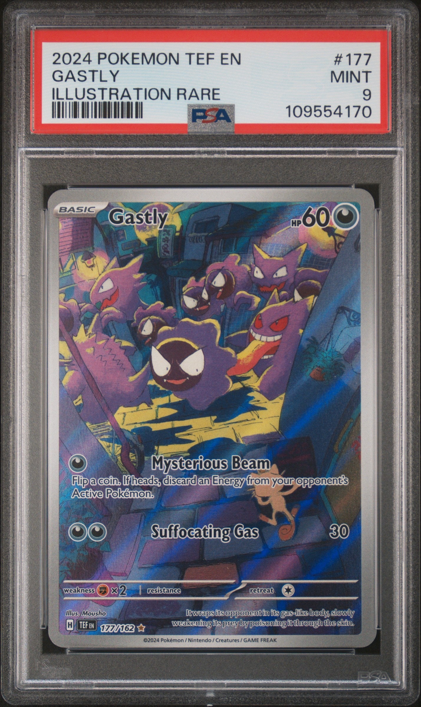 2024 Pokemon Tef En-temporal Forces Gastly 177 - PSA MINT 9 - 109554170