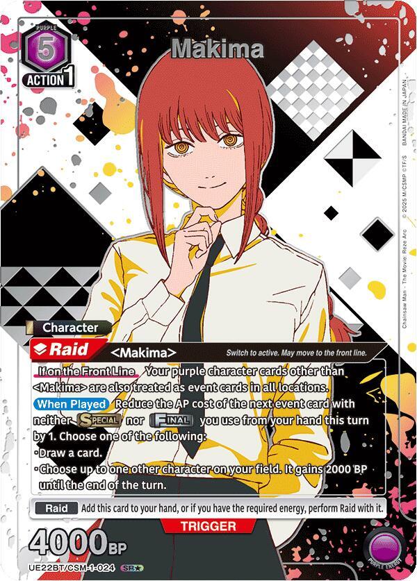 Makima (024) (SR*) (Box Topper Silver Foil) (UE22BT/CSM-1-024) [UE22BT: CHAINSAW MAN]