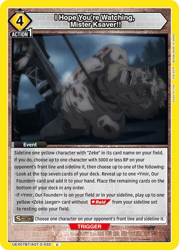 I Hope You're Watching, Mister Ksaver!! (UEX07BT/AOT-2-032) [UEX07BT: Attack on Titan Vol. 2]