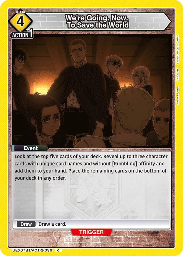 We're Going. Now. To Save the World (UEX07BT/AOT-2-036) [UEX07BT: Attack on Titan Vol. 2]