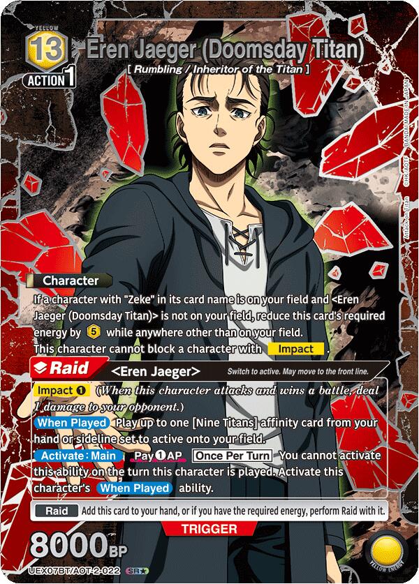 Eren Jaeger (Doomsday Titan) (Box Topper Silver Foil) (UEX07BT/AOT-2-022) [UEX07BT: Attack on Titan Vol. 2]
