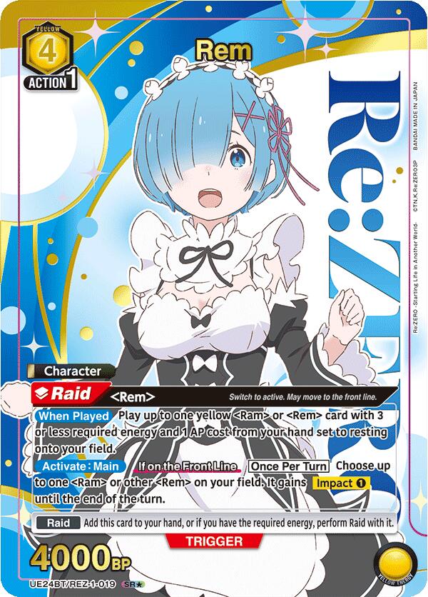 Rem (019) (Box Topper Gold Foil) (UE24BT/REZ-1-019) [UE24BT: Re:ZERO -Starting Life in Another World-]