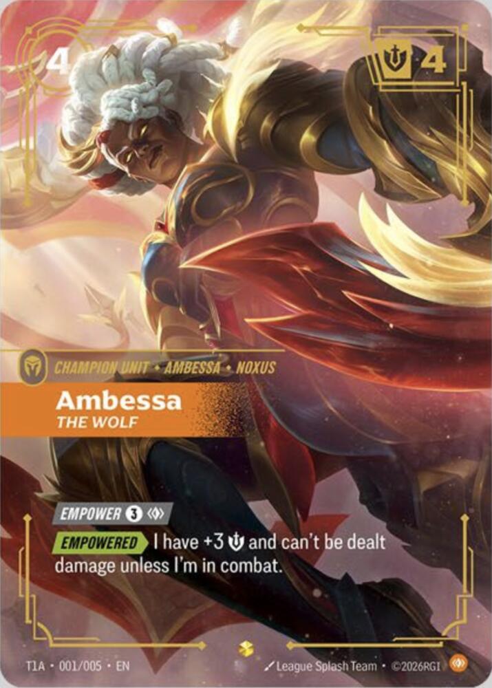 Ambessa, The Wolf (T1 Worlds Champion Player Bundle) (T1A 001/005) [Riftbound Promotional Cards]