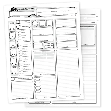 Dungeons And Dragons 5E: Character Sheets And Folio (Set Of 24 Sheets)