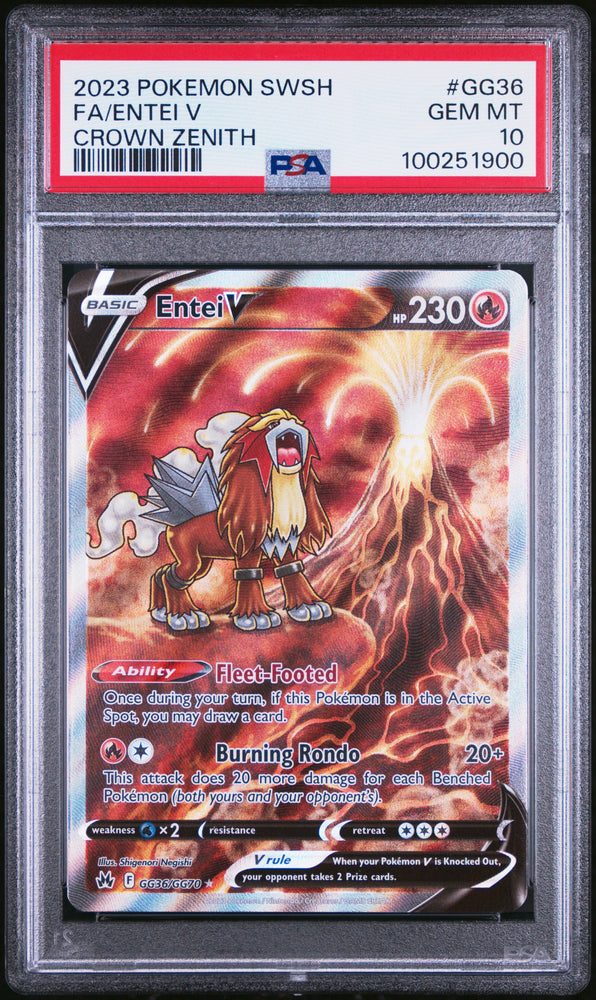 2023 Pokemon Sword And Shield Crown Zenith Entei V GG36 - PSA GEM MT 10 - 100251900