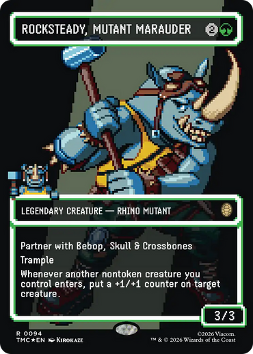 Rocksteady, Mutant Marauder (Borderless) (Surge Foil) [Teenage Mutant Ninja Turtles Commander]