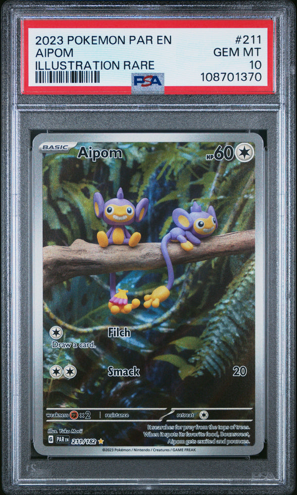 2023 Pokemon Paradox Rift Aipom 211 - PSA GEM MT 10 - 108701370