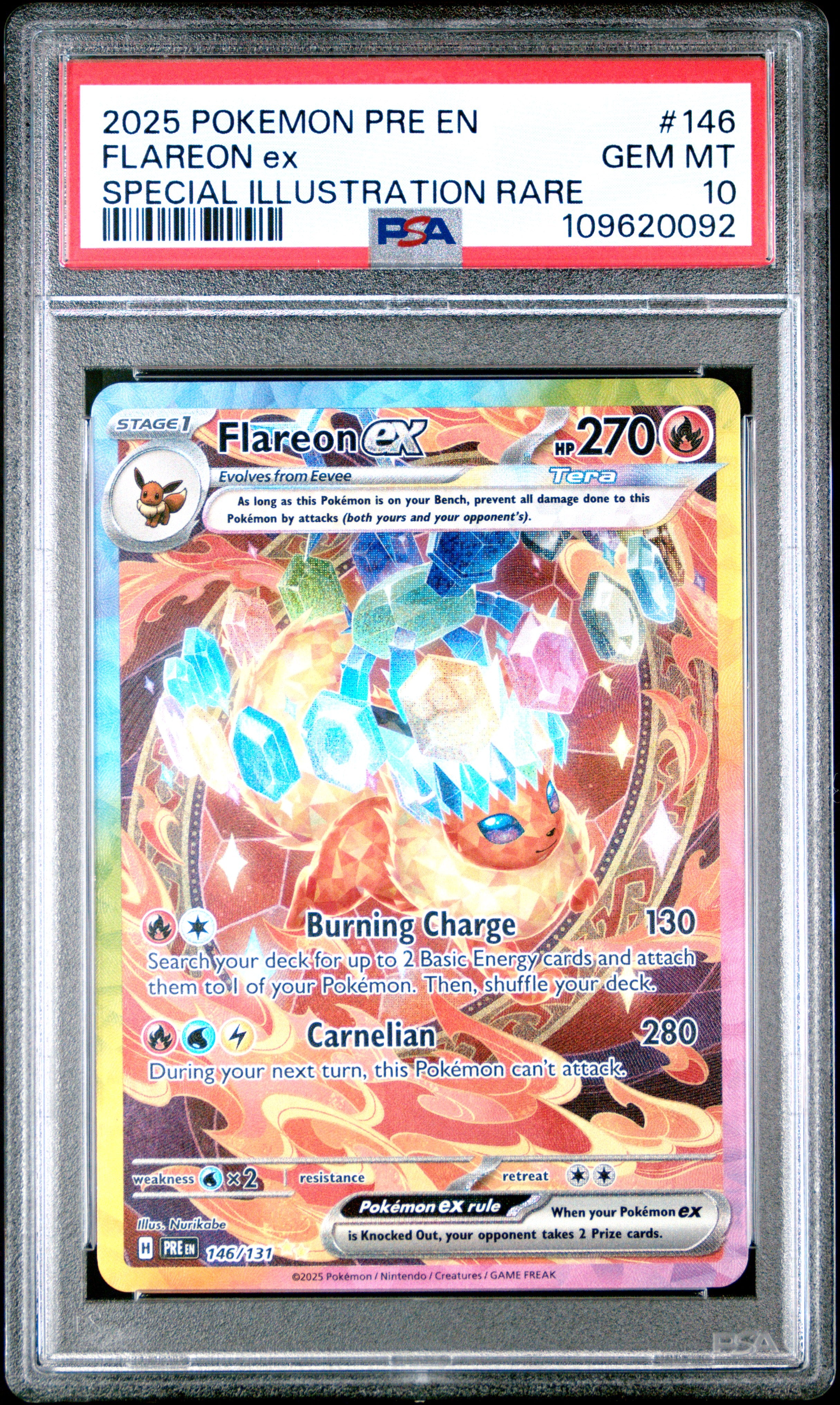 2025 Pokemon Pre En-prismatic Evolutions Flareon Ex 146 - PSA GEM MT 10 - 109620092