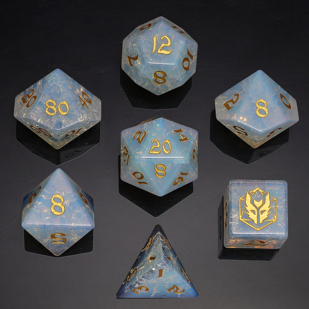 Dragon's Hoard Polyhedral Blasted Glass Dice Set