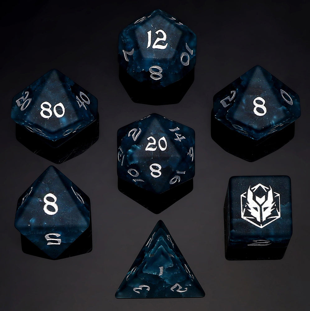 Dragon's Hoard Polyhedral Blasted Glass Dice Set