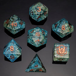Dragon's Hoard Polyhedral Blasted Glass Dice Set