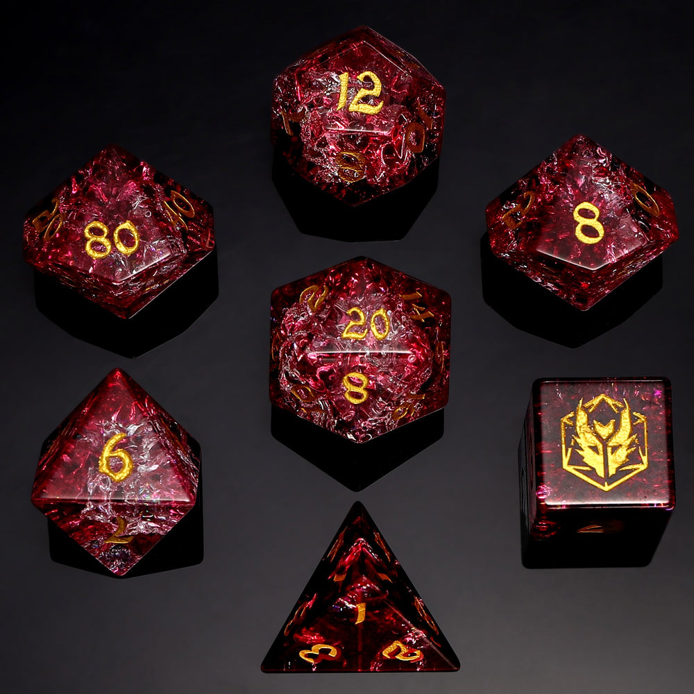 Dragon's Hoard Polyhedral Blasted Glass Dice Set