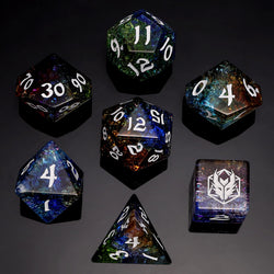 Dragon's Hoard Polyhedral Blasted Glass Dice Set