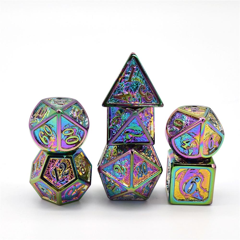 Solid Metal Dragon Polyhedral Dice Set