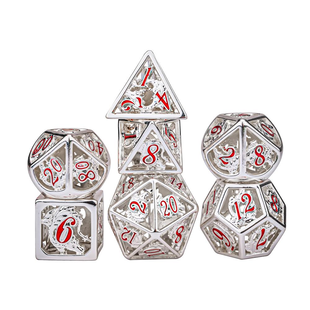 Hollow Metal Dragon Polyhedral Dice Set