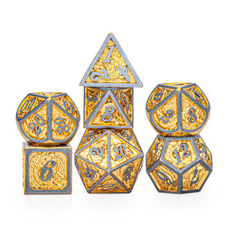 Solid Metal Dragon Polyhedral Dice Set