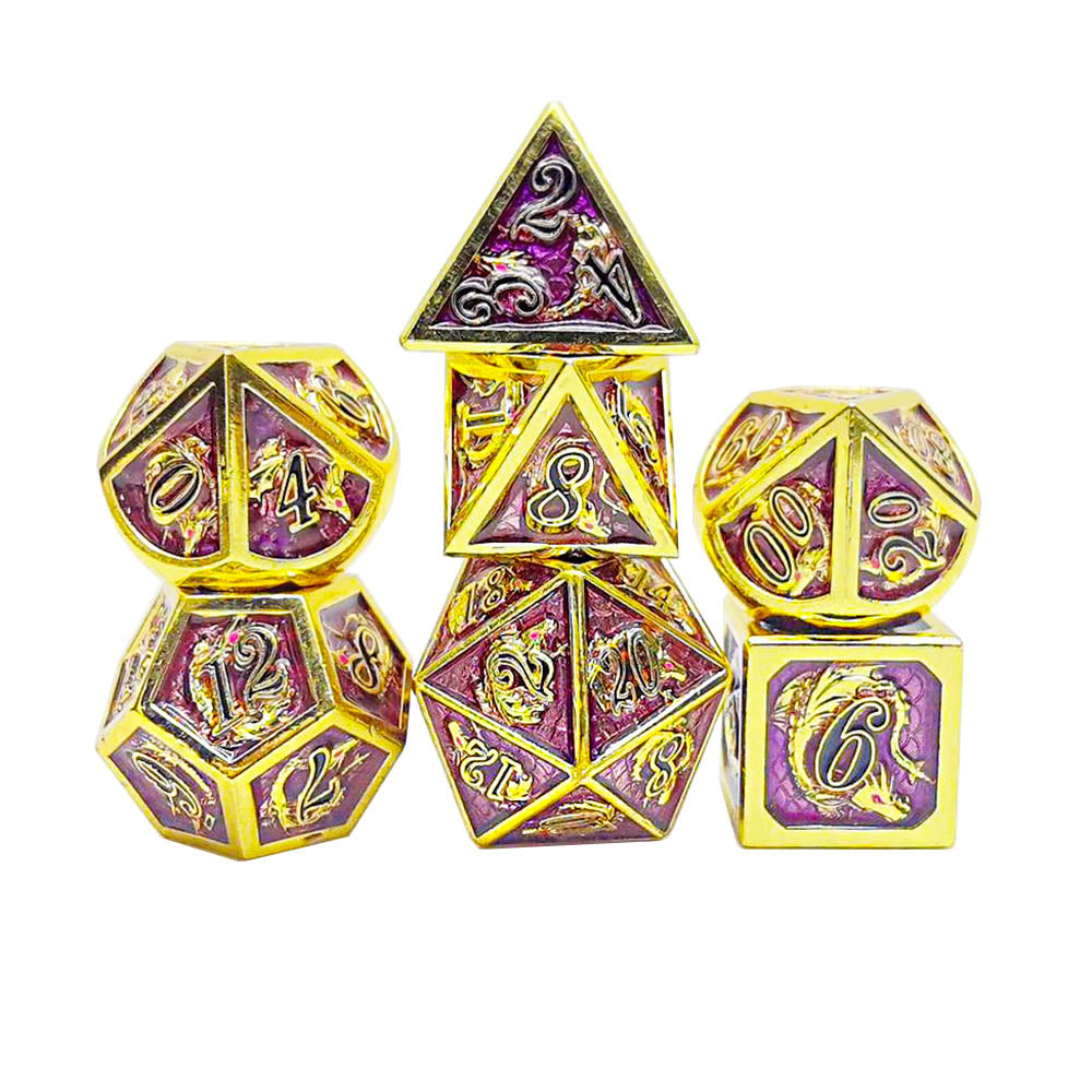 Solid Metal Dragon Polyhedral Dice Set