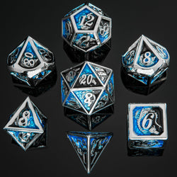 Solid Metal Dragon Polyhedral Dice Set