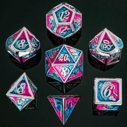 Solid Metal Dragon Polyhedral Dice Set
