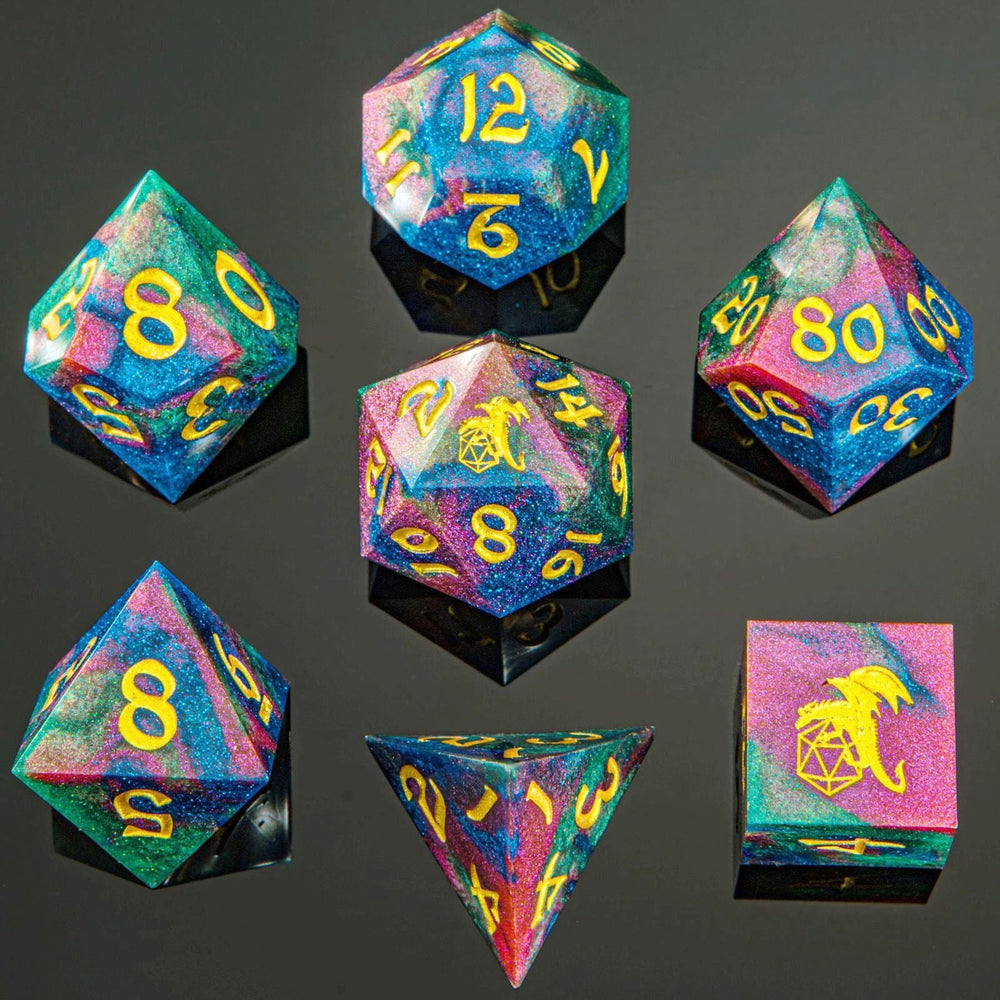 Captured Magic: Hand Sanded Sharp Edge Resin Dice Set