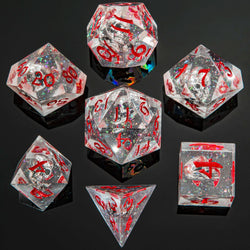 Captured Magic: Metal Ghost Skulls Hand Sanded Sharp Edge Resin Dice Set