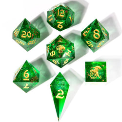 Captured Magic: Hand Sanded Sharp Edge Resin Liquid Core Dice Set