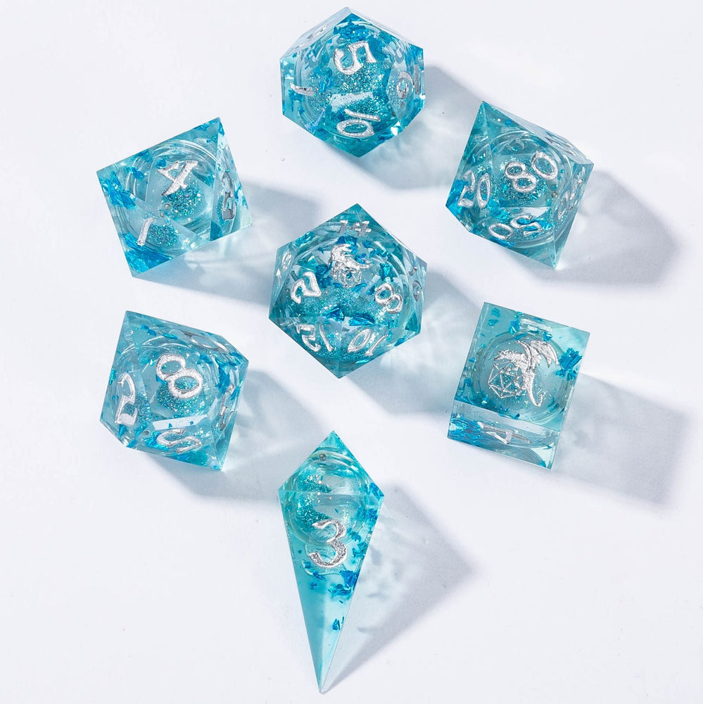 Captured Magic: Hand Sanded Sharp Edge Resin Liquid Core Dice Set