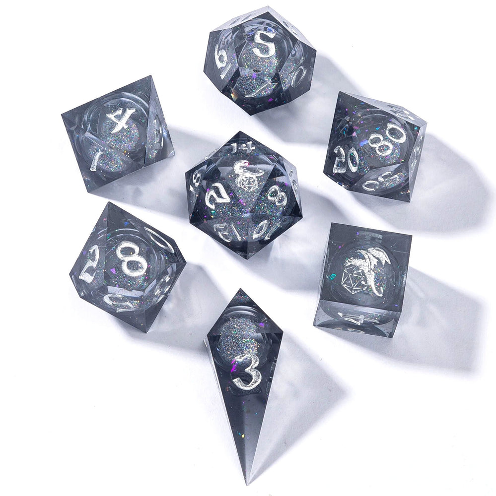 Captured Magic: Hand Sanded Sharp Edge Resin Liquid Core Dice Set