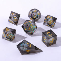 Captured Magic: Hand Sanded Sharp Edge Resin Liquid Core Dice Set
