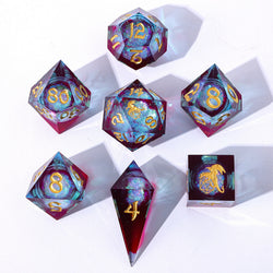 Captured Magic: Hand Sanded Sharp Edge Resin Liquid Core Dice Set