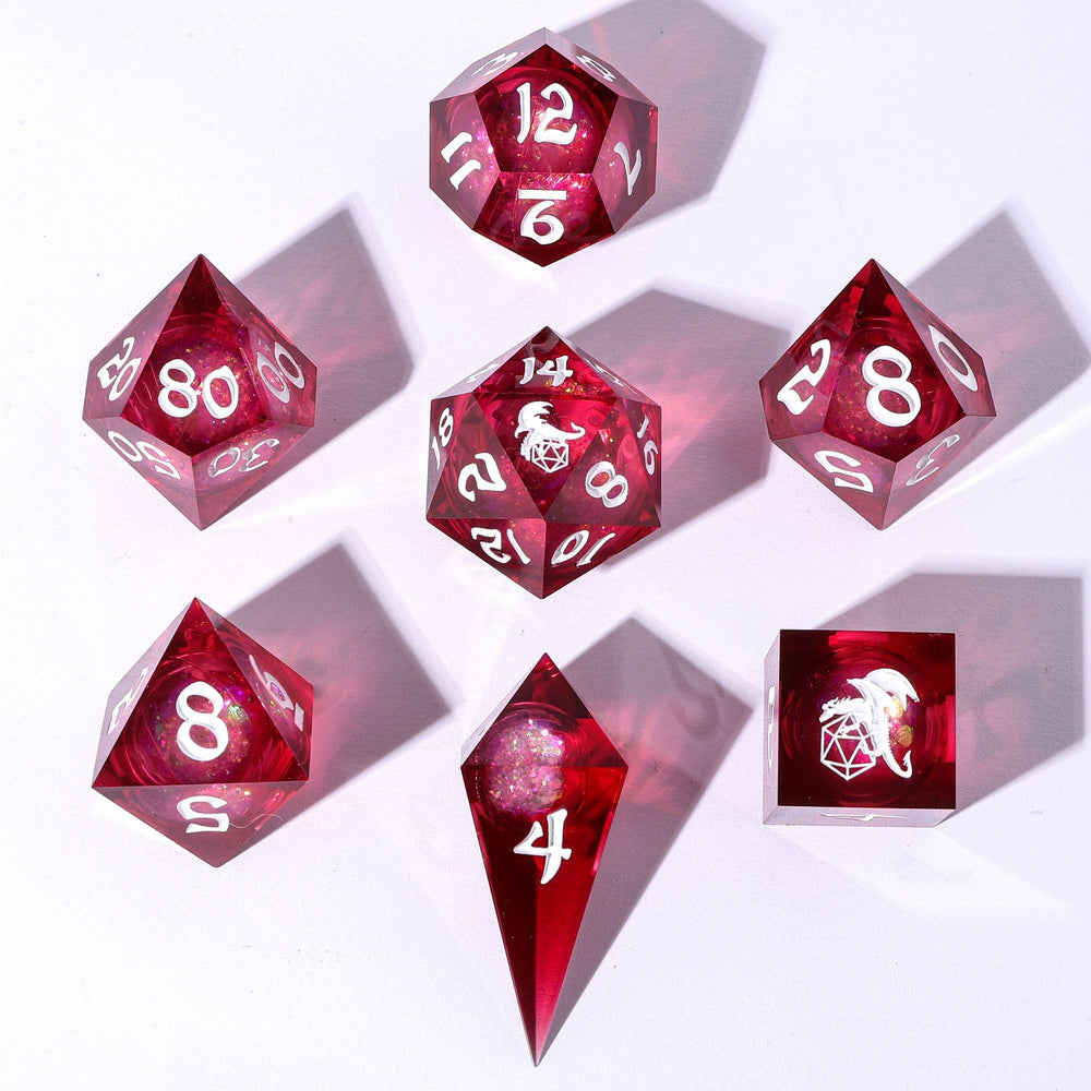 Captured Magic: Hand Sanded Sharp Edge Resin Liquid Core Dice Set