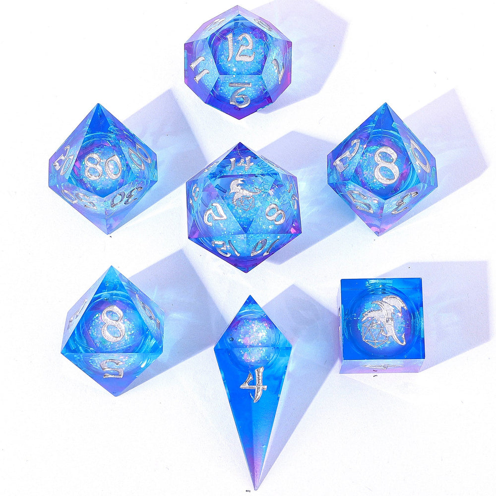Captured Magic: Hand Sanded Sharp Edge Resin Liquid Core Dice Set