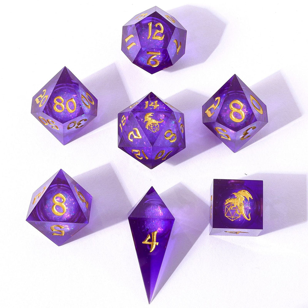 Captured Magic: Hand Sanded Sharp Edge Resin Liquid Core Dice Set