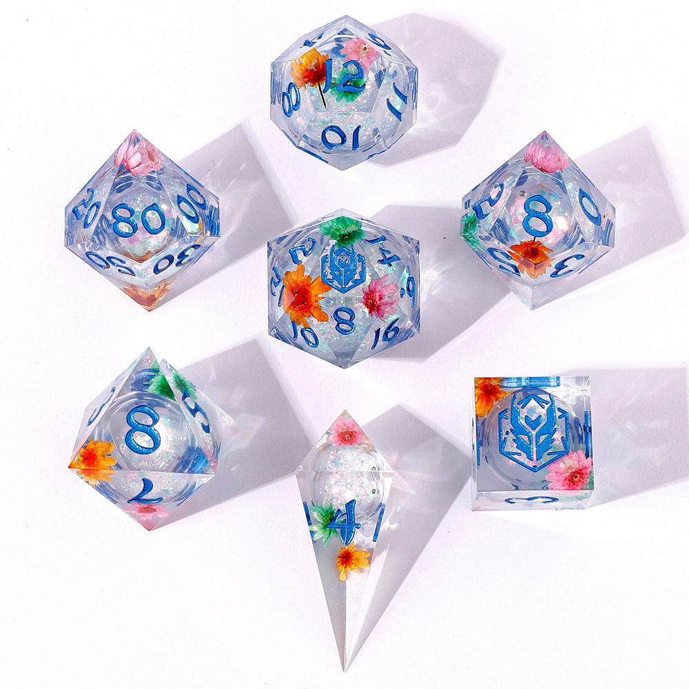 Captured Magic: Hand Sanded Sharp Edge Resin Liquid Core Dice Set