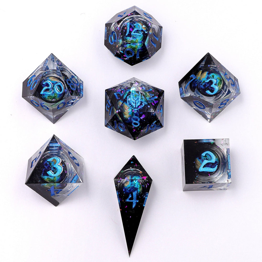 Captured Magic: Hand Sanded Sharp Edge Resin Liquid Core Dice Set