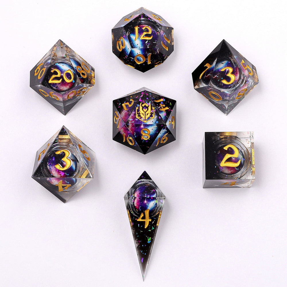 Captured Magic: Hand Sanded Sharp Edge Resin Liquid Core Dice Set