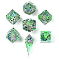 Captured Magic: Hand Sanded Sharp Edge Resin Liquid Core Dice Set