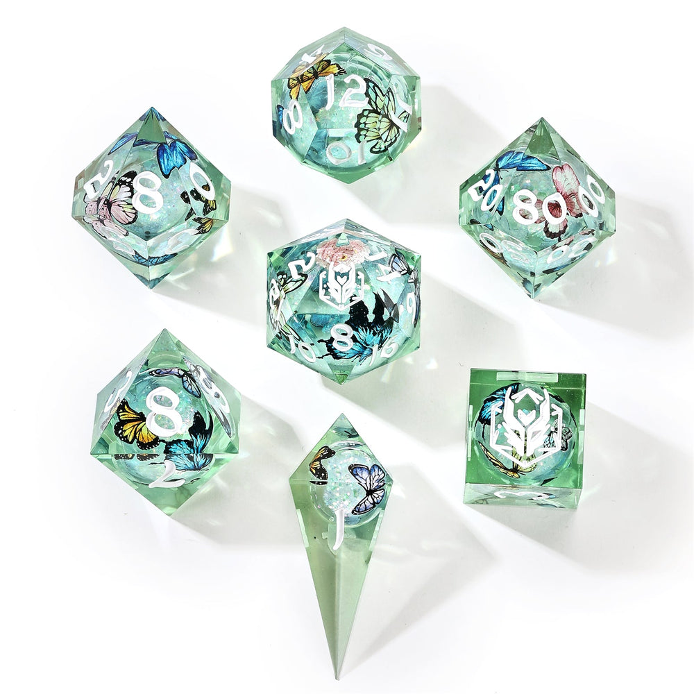 Captured Magic: Hand Sanded Sharp Edge Resin Liquid Core Dice Set