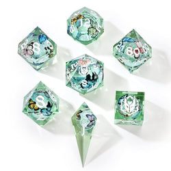 Captured Magic: Hand Sanded Sharp Edge Resin Liquid Core Dice Set