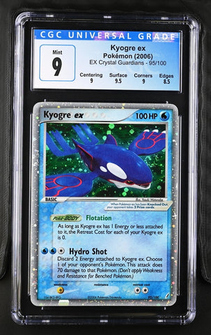 2006 EX Crystal Guardians Kyogre ex 95/100 - CGC Mint 9 - 4096990002