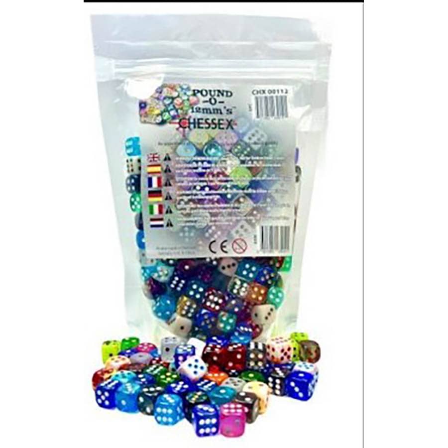 Chessex Pound-O-Dice 12mm d6 Bulk Assortment (Approx. 250 Dice)