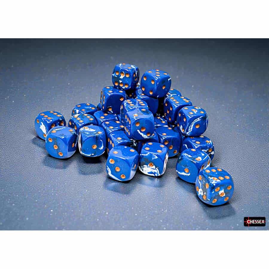 Chessex Brushed Wavebreak 12mm d6 Dice Block (36 Dice)