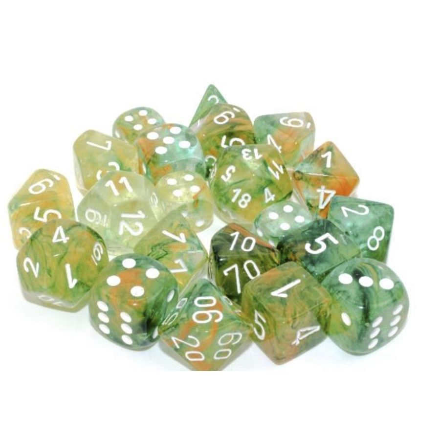 Chessex Nebula Luminary Spring with White 16mm d6 Dice Block (12 Dice)