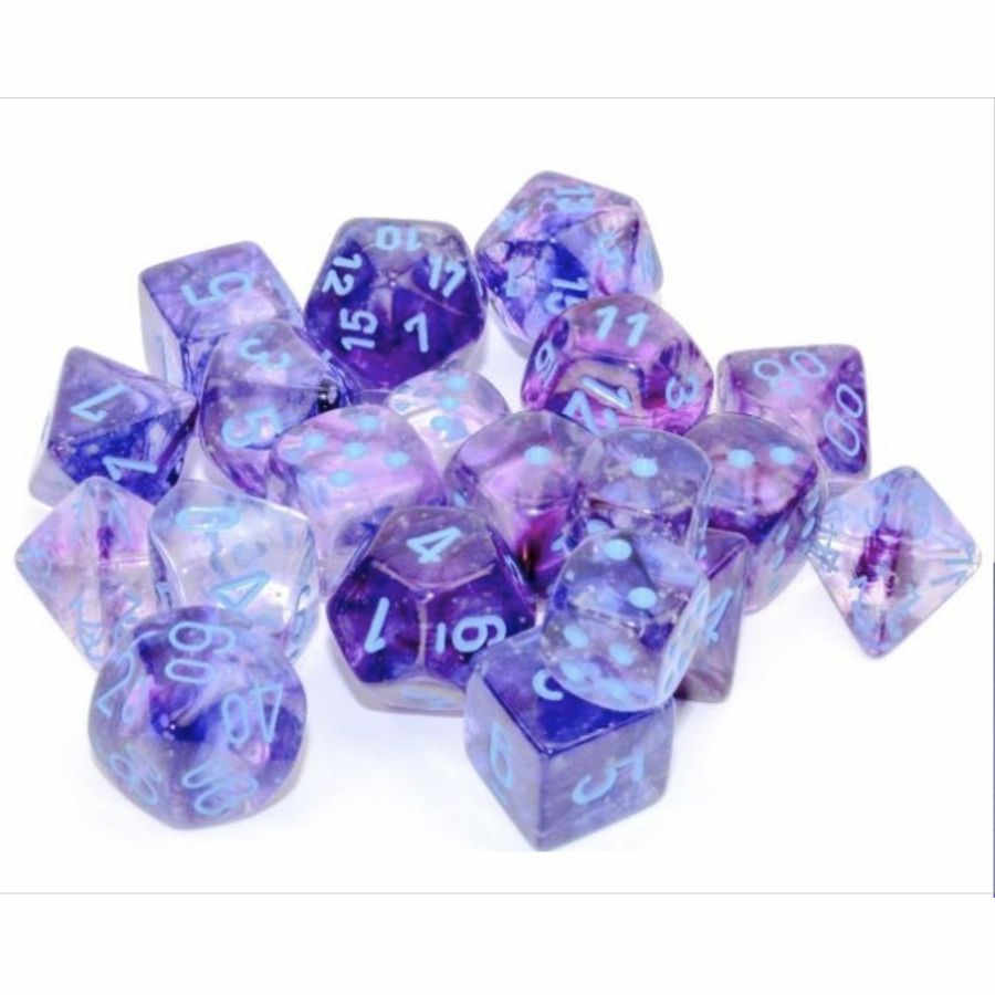 Chessex Nebula Luminary Nocturnal with Blue 16mm d6 Dice Block (12 Dice)